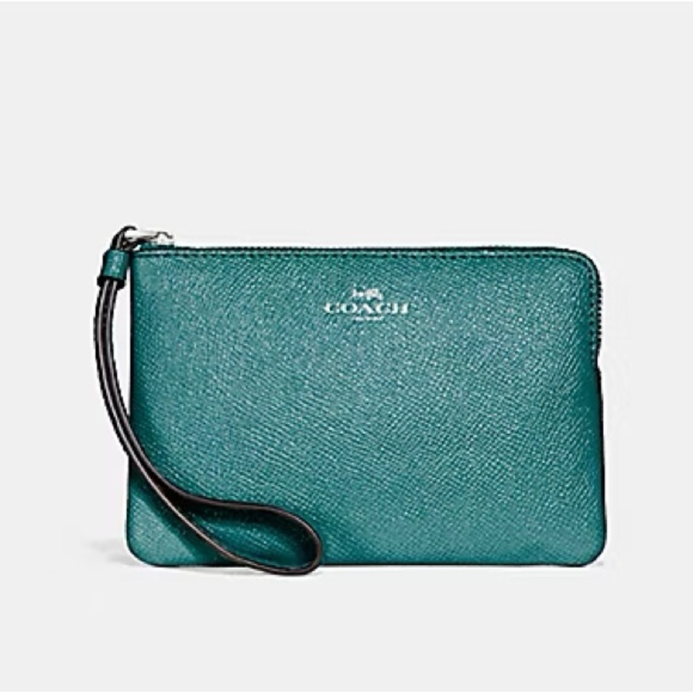 COACH Metallic Corner Zip Wristlet